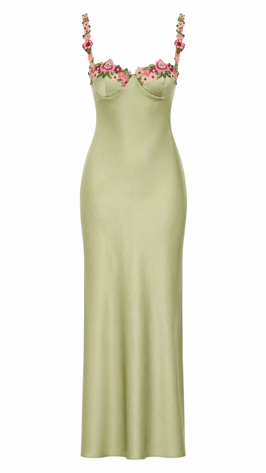 Women’s Floral Embroidered Strap Maxi Dress
