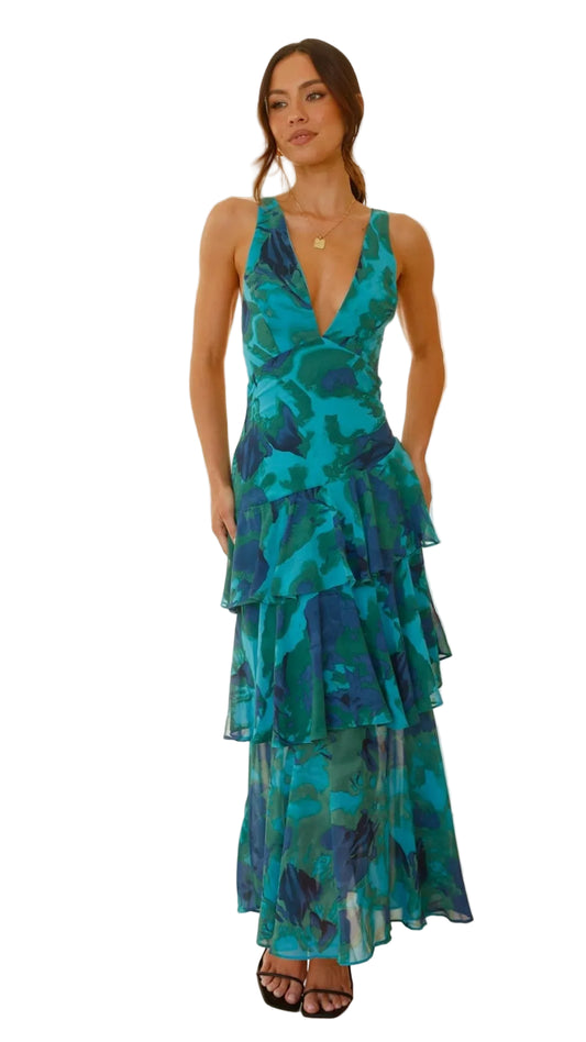 Women’s Floral Tiered Ruffle Maxi Dress