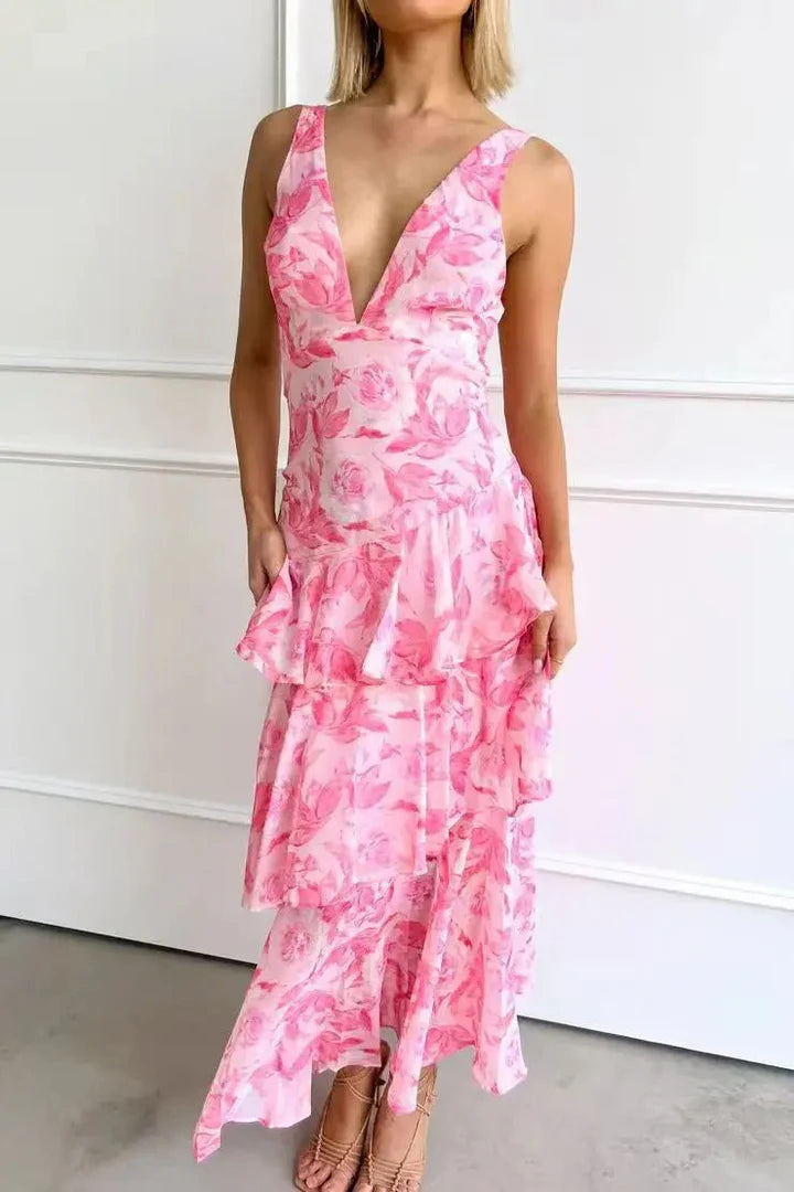 Women’s Floral Tiered Ruffle Maxi Dress