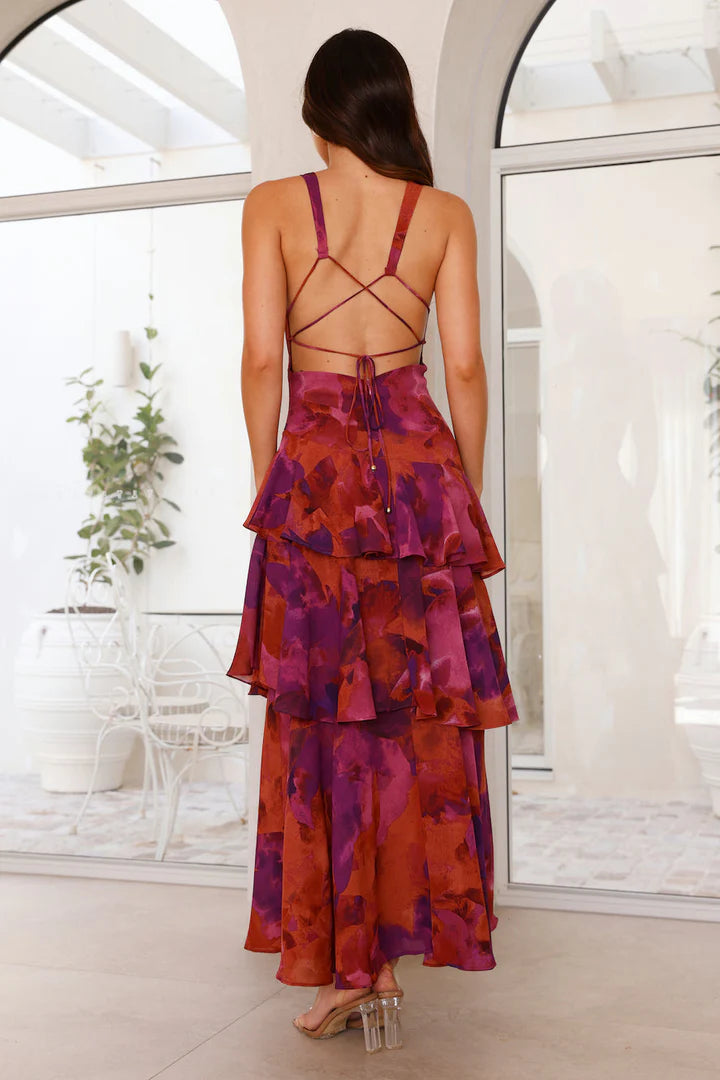 Women’s Floral Tiered Ruffle Maxi Dress