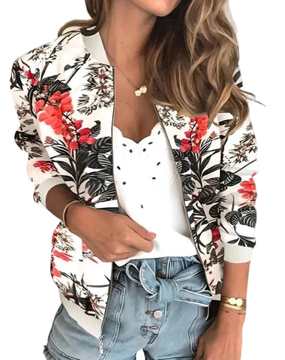 Women’s Floral Zip Bomber Jacket