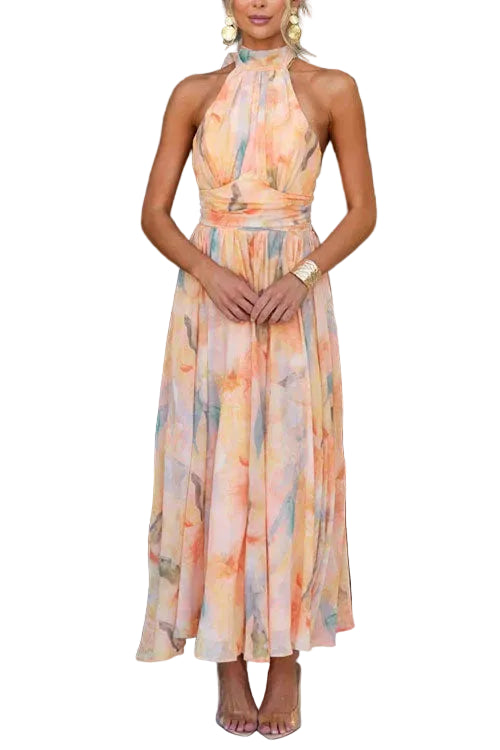 Women’s Halter Neck Printed Maxi Dress