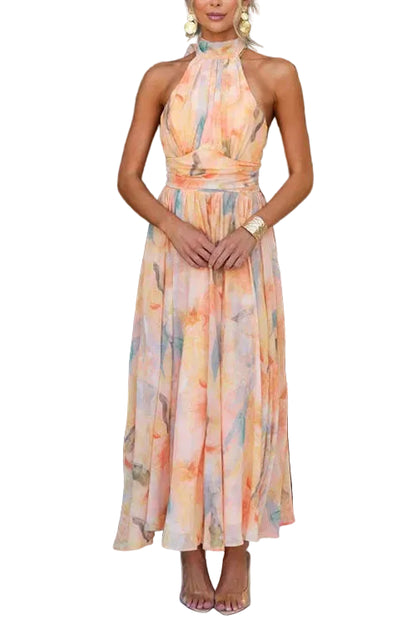 Women’s Halter Neck Printed Maxi Dress