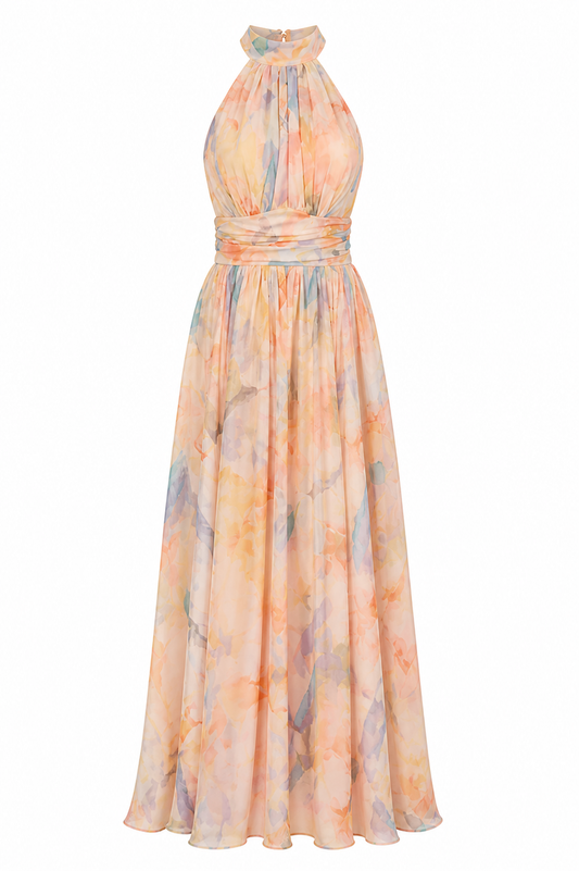 Women’s Halter Neck Printed Maxi Dress