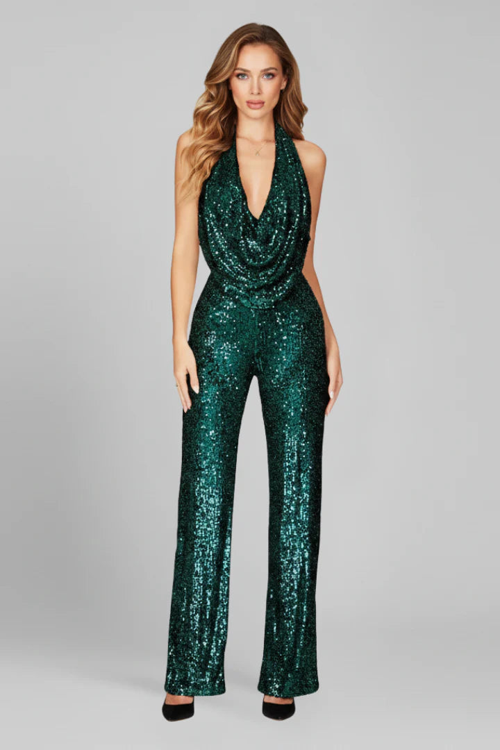 Women’s Halter Neck Sequin Jumpsuit