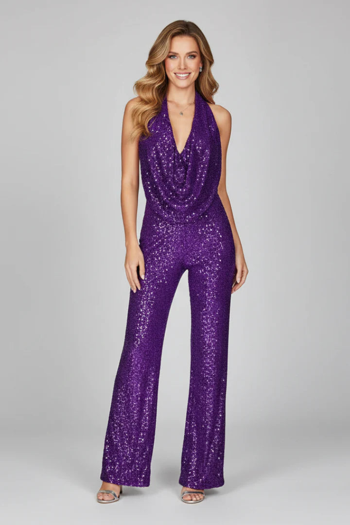 Women’s Halter Neck Sequin Jumpsuit