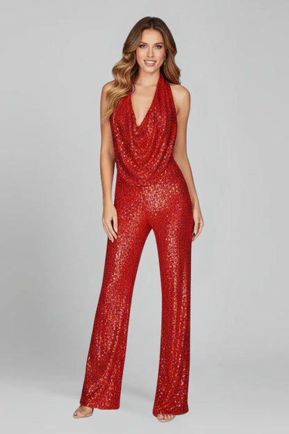 Women’s Halter Neck Sequin Jumpsuit