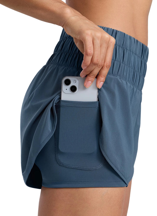 Women's High-Rise 2-in-1 Training Shorts with Pocket
