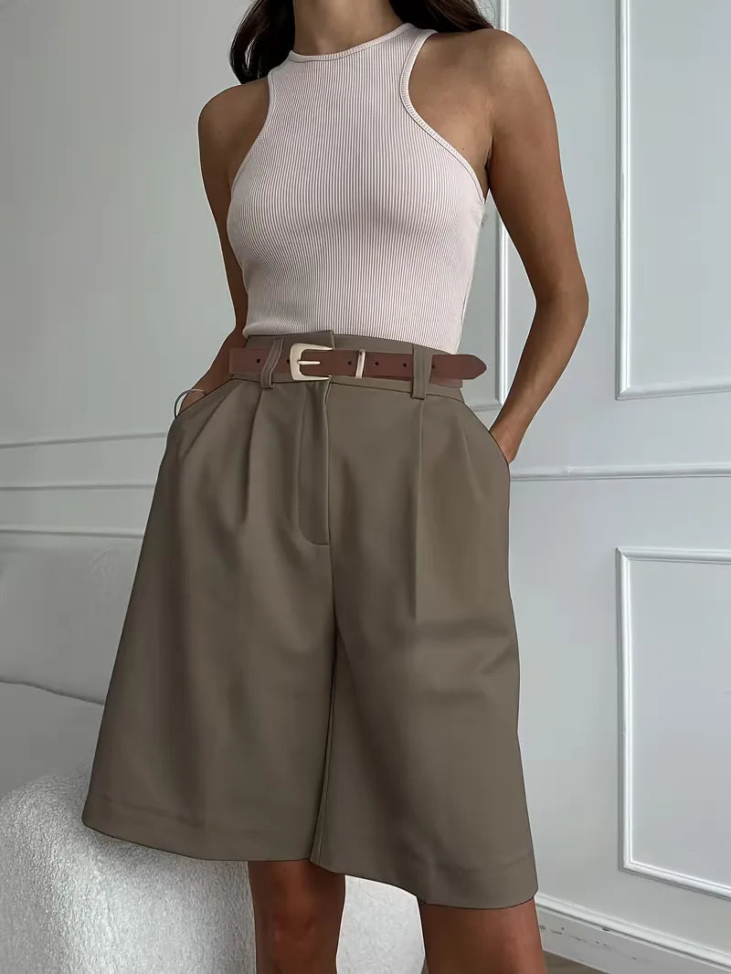 Women's High Waist Straight Leg Shorts