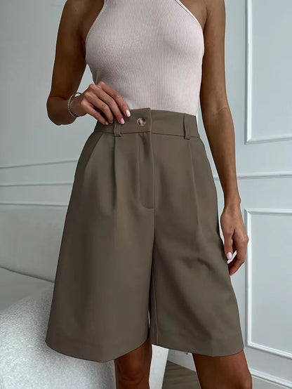 Women's High Waist Straight Leg Shorts