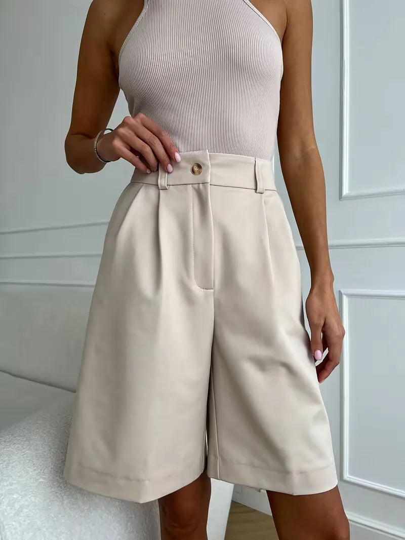 Women's High Waist Straight Leg Shorts