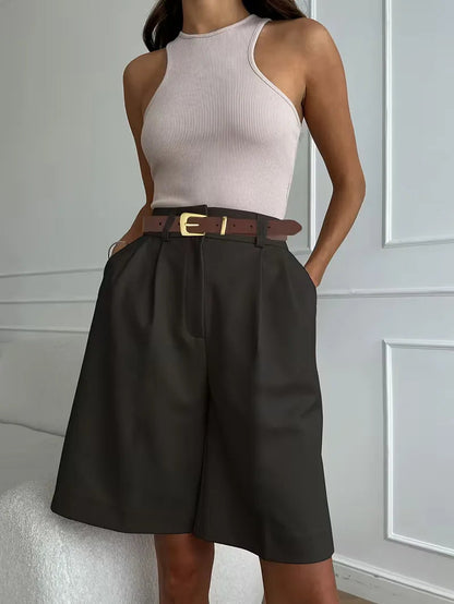 Women's High Waist Straight Leg Shorts