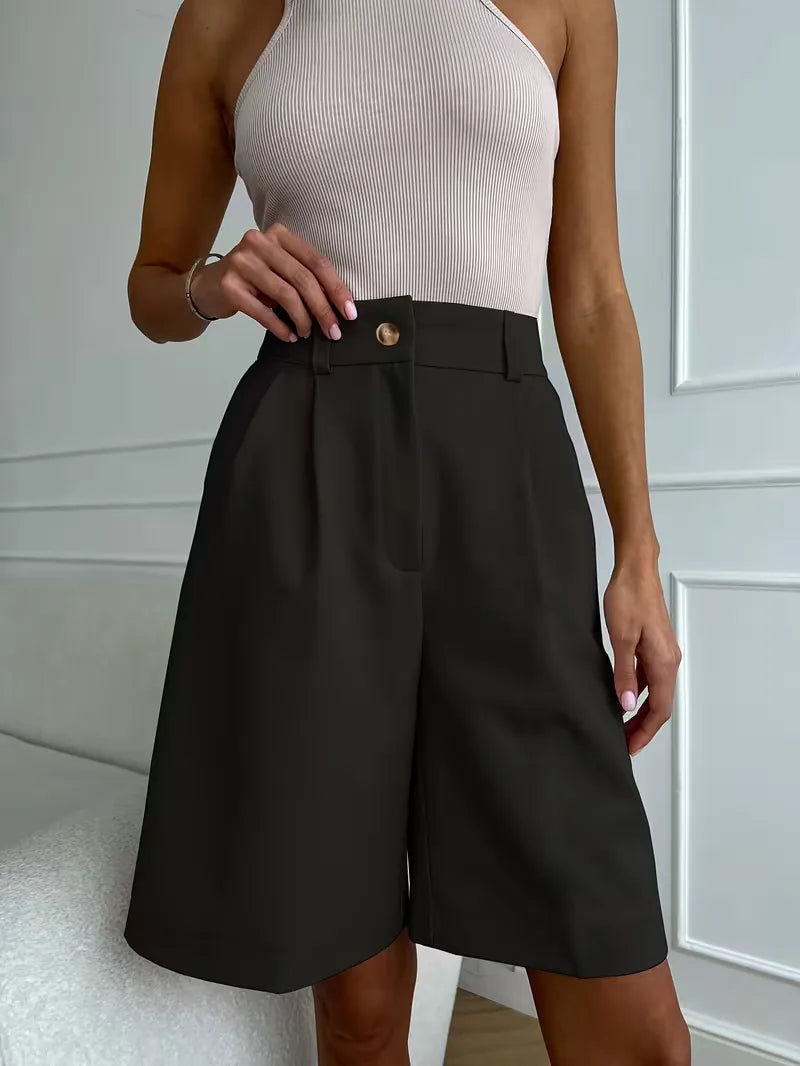 Women's High Waist Straight Leg Shorts