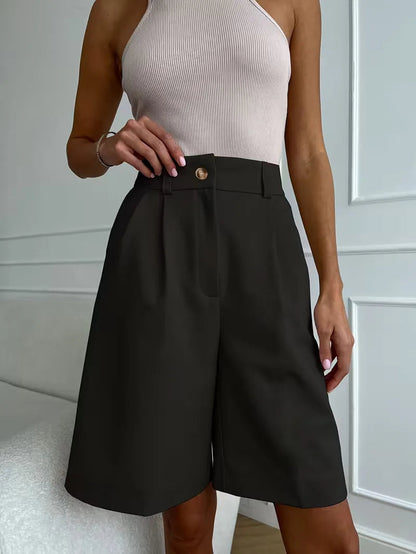 Women's High Waist Straight Leg Shorts