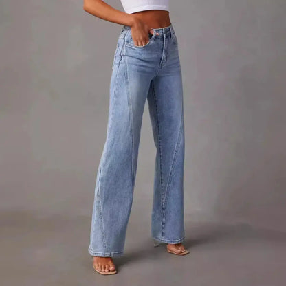 Women’s High-Waist Wide-Leg Jeans with Front Seam