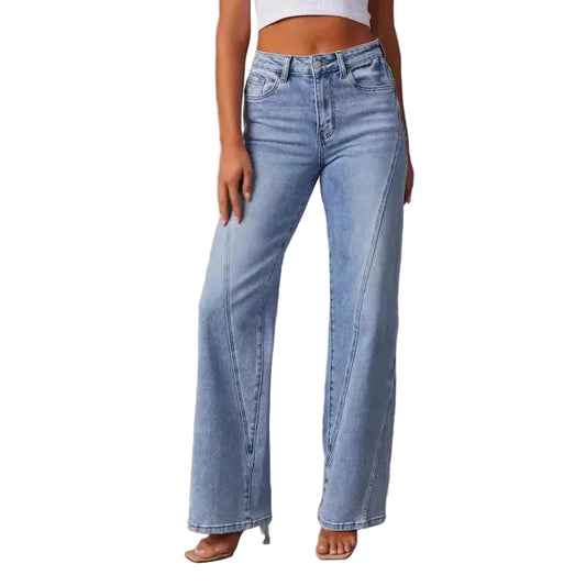 Women’s High-Waist Wide-Leg Jeans with Front Seam