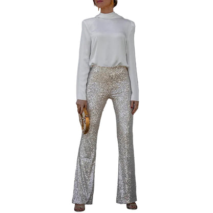 Women’s High-Waisted Sequin Flared Pants