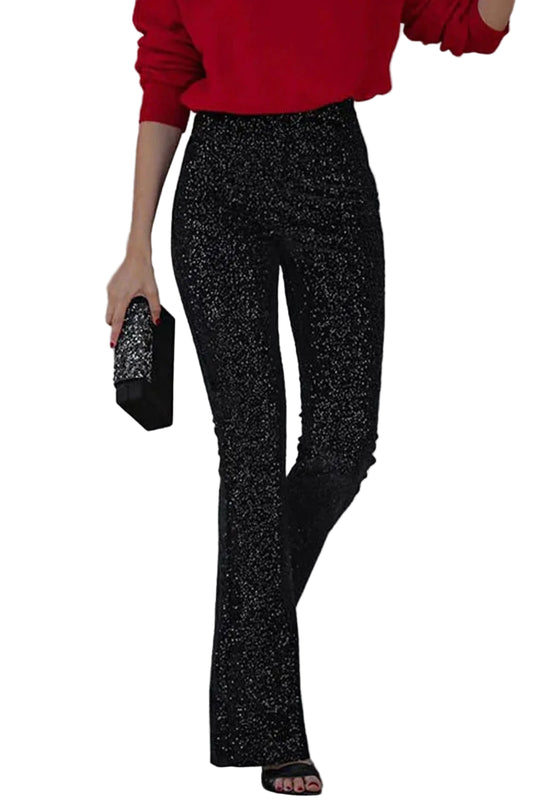 Women’s High-Waisted Sequin Flared Pants