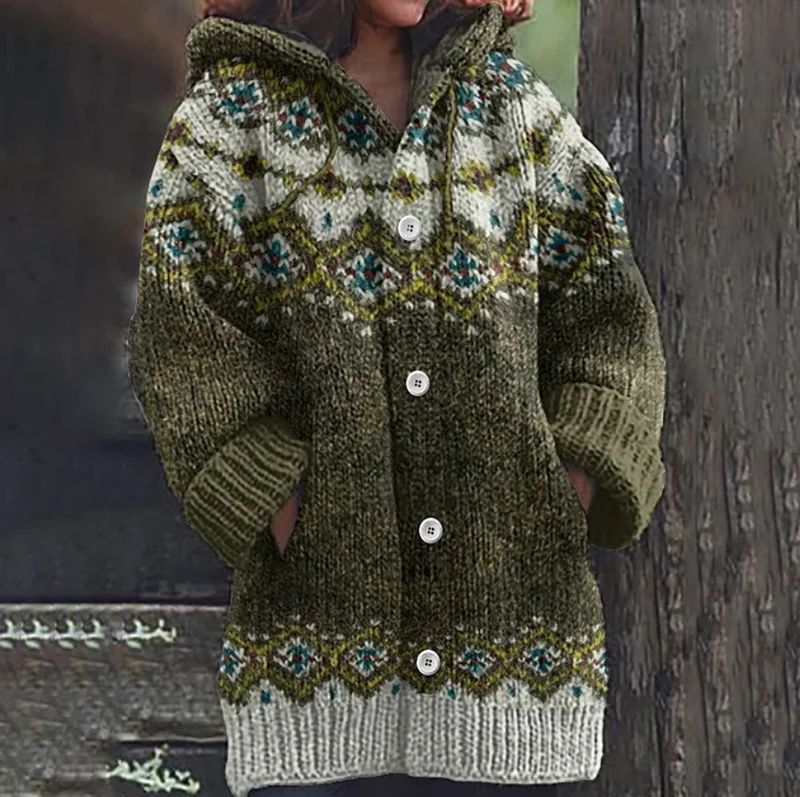 Women’s Hooded Knitted Cardigan Coat