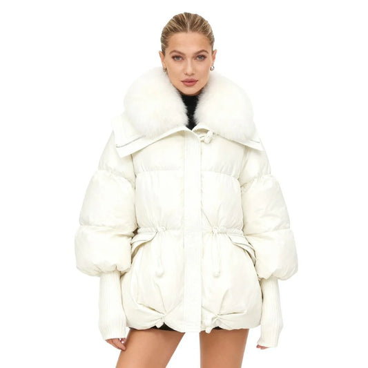 Women’s Hooded Puffer Jacket with Faux Fur Collar