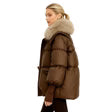 Women’s Hooded Puffer Jacket with Faux Fur Collar