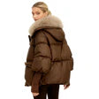 Women’s Hooded Puffer Jacket with Faux Fur Collar