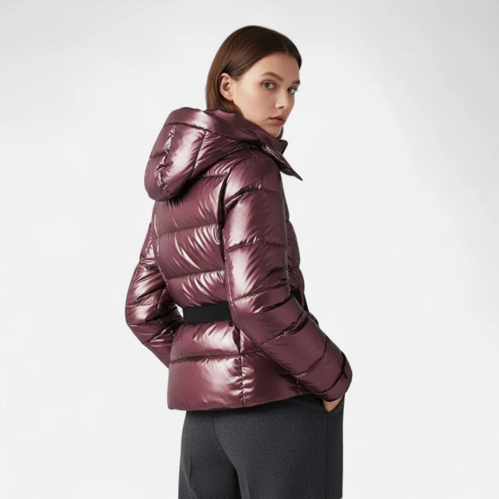 Women’s Hooded Puffer Jacket with Belt