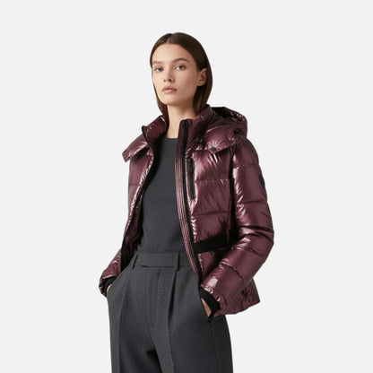 Women’s Hooded Puffer Jacket with Belt