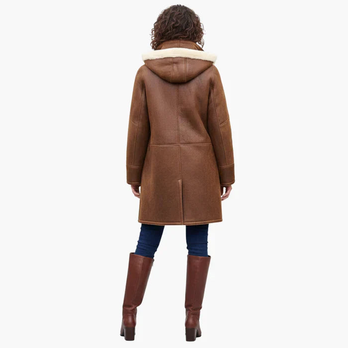 Women’s Hooded Shearling Winter Coat