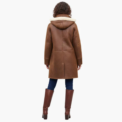 Women’s Hooded Shearling Winter Coat