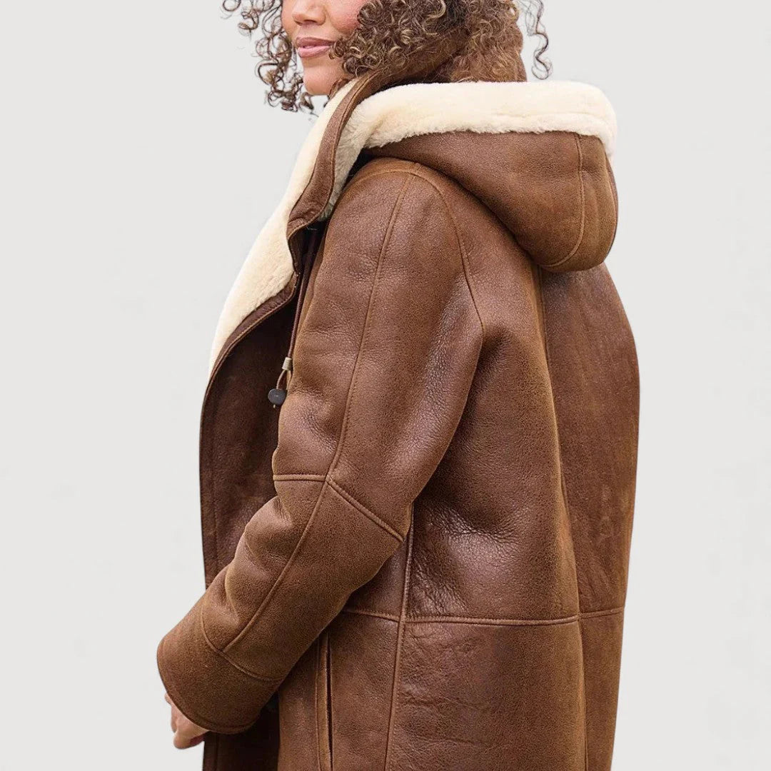 Women’s Hooded Shearling Winter Coat