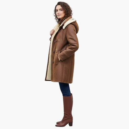 Women’s Hooded Shearling Winter Coat