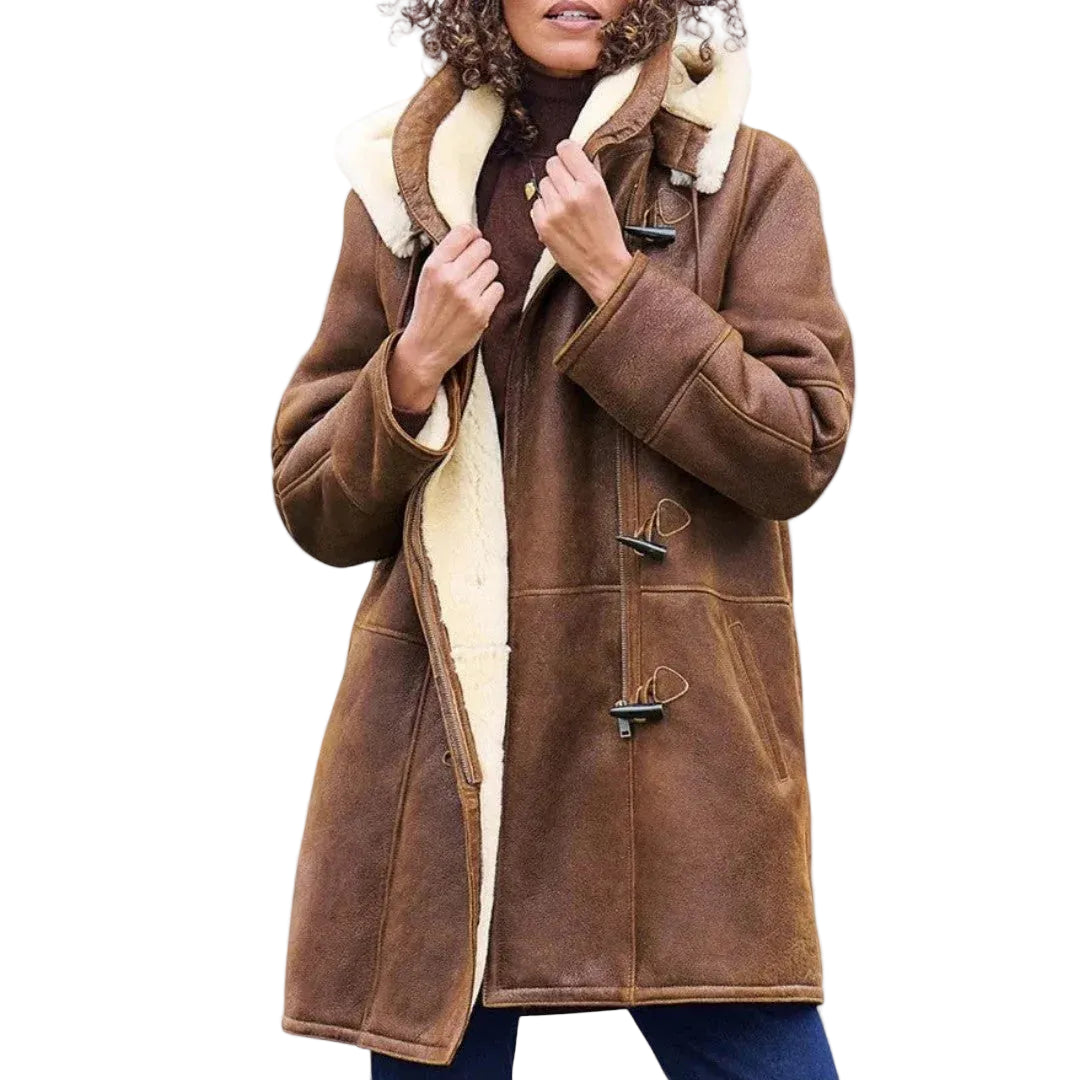 Women’s Hooded Shearling Winter Coat