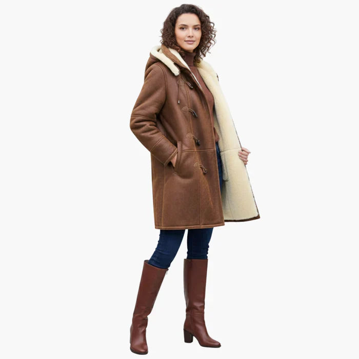 Women’s Hooded Shearling Winter Coat