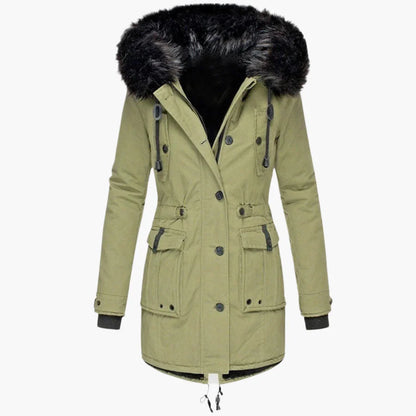 Women’s Insulated Parka Jacket with Faux Fur Hood