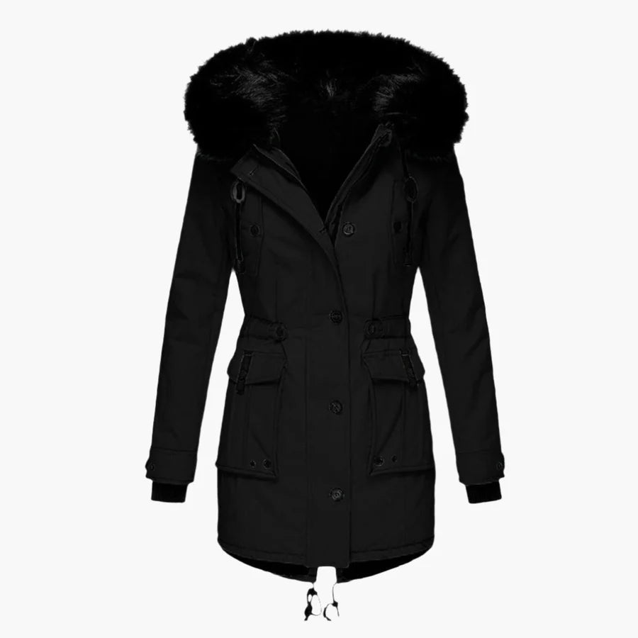 Women’s Insulated Parka Jacket with Faux Fur Hood