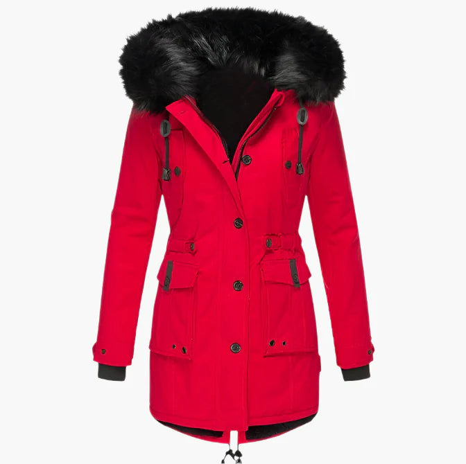 Women’s Insulated Parka Jacket with Faux Fur Hood
