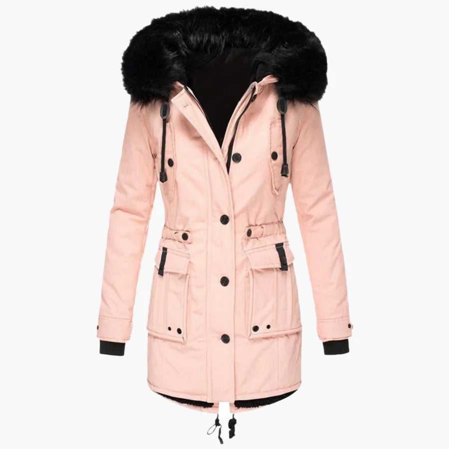 Women’s Insulated Parka Jacket with Faux Fur Hood