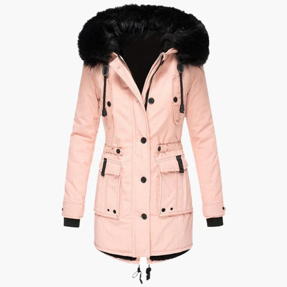 Women’s Insulated Parka Jacket with Faux Fur Hood