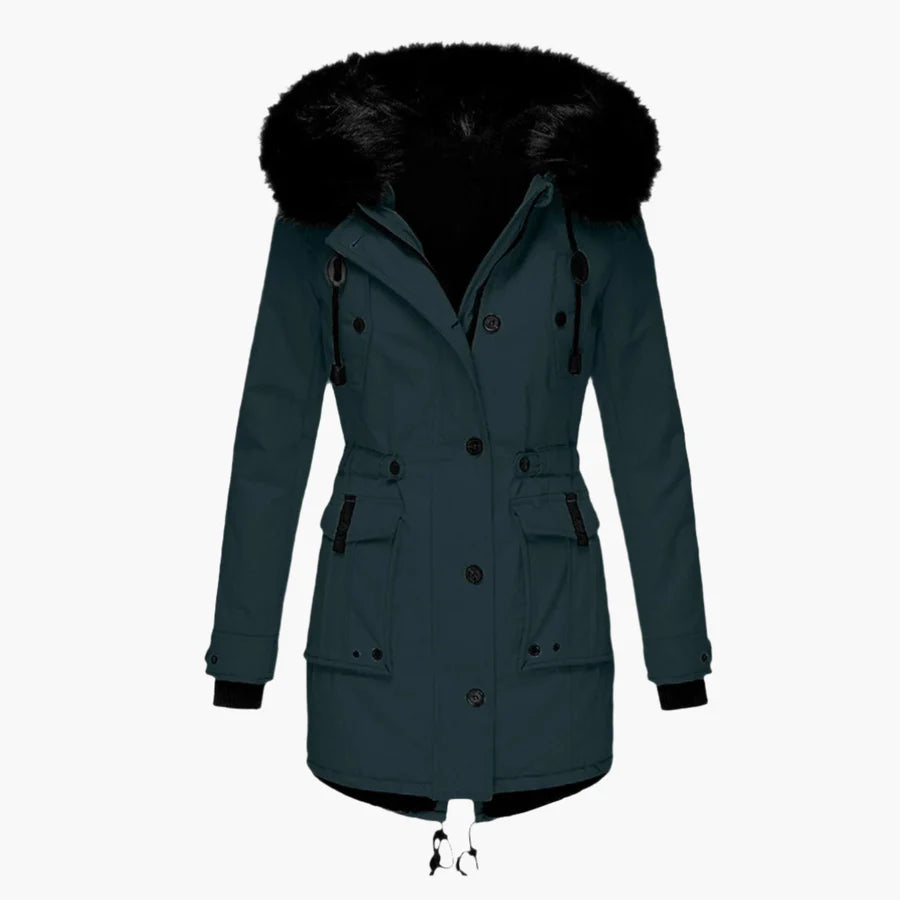 Women’s Insulated Parka Jacket with Faux Fur Hood