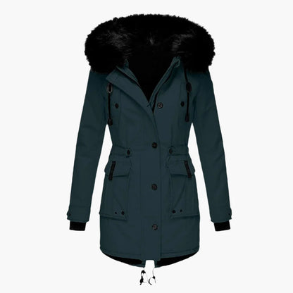 Women’s Insulated Parka Jacket with Faux Fur Hood