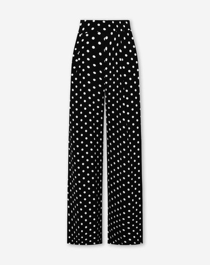 Women's Polka Dot Wide Leg Trousers Black