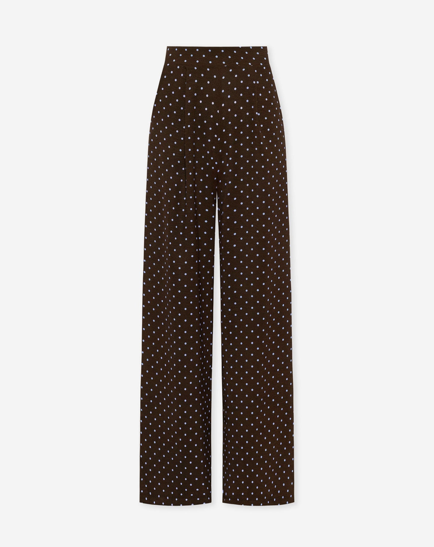 Women's Small Polka Dot Wide Leg Trousers Brown