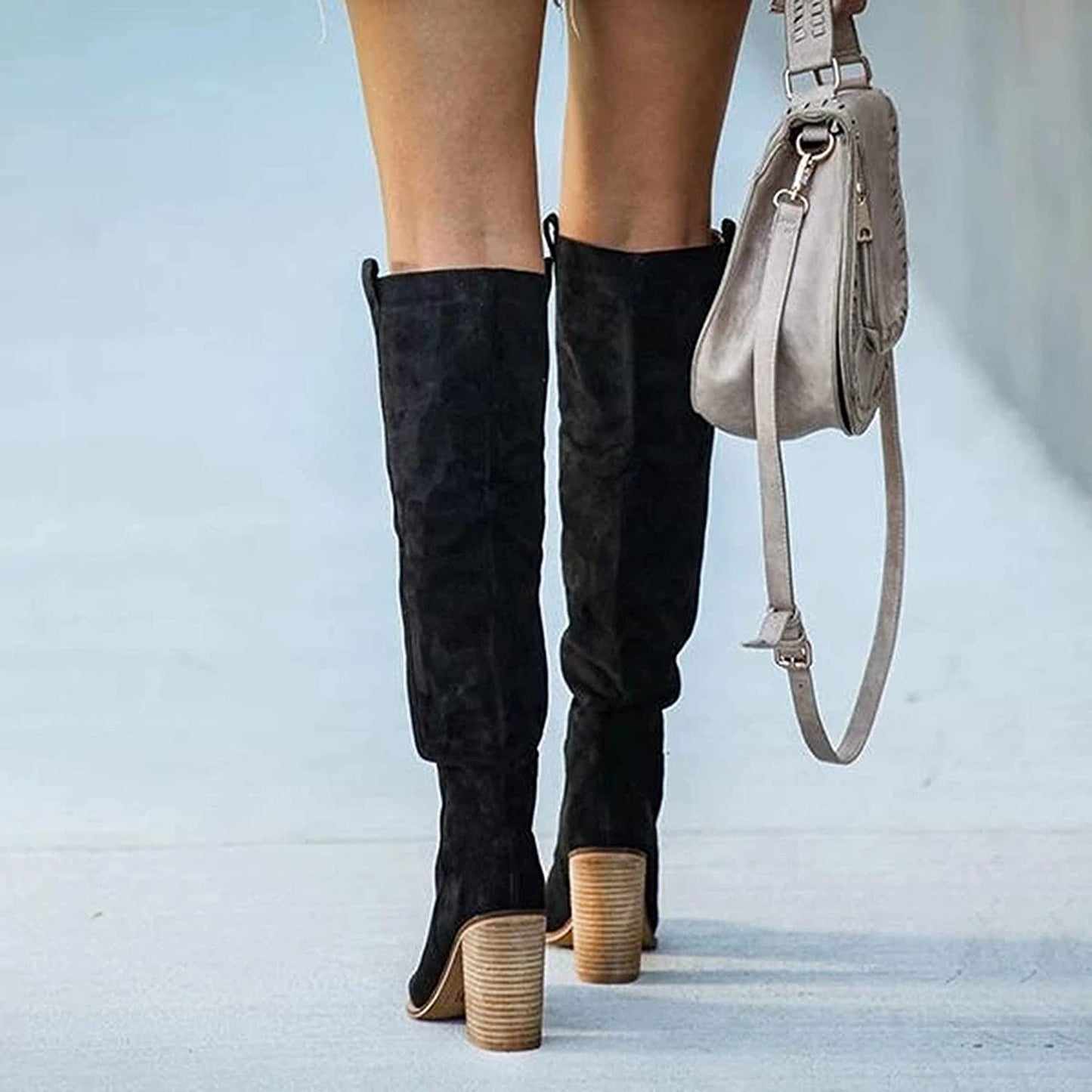Women's Knee-High Pointed Toe Block Heel Boots