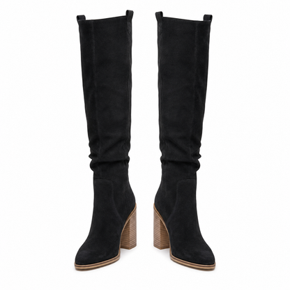 Women's Knee-High Pointed Toe Block Heel Boots