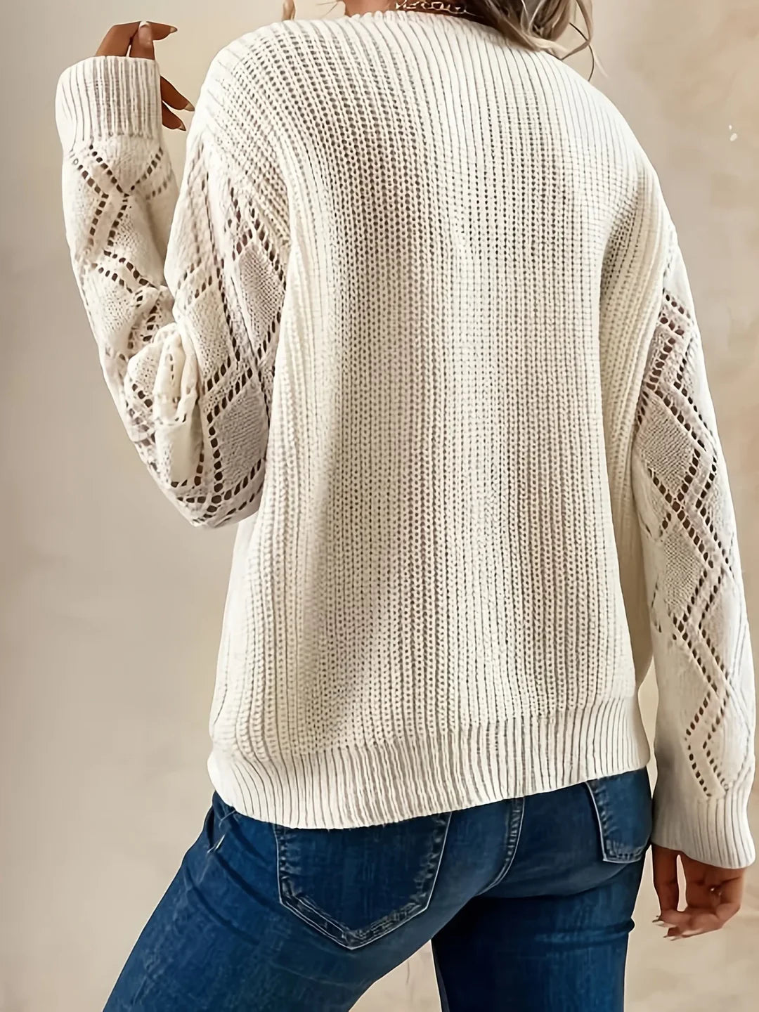 Women’s Lace-Detail V-Neck Knit Sweater