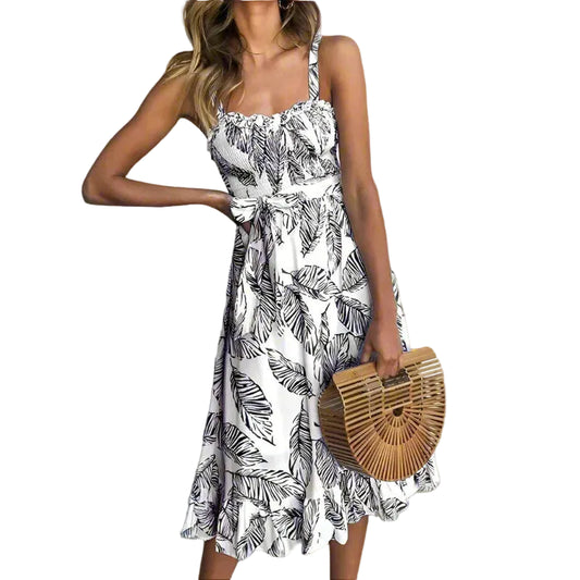 Women’s Leaf Print Midi Dress