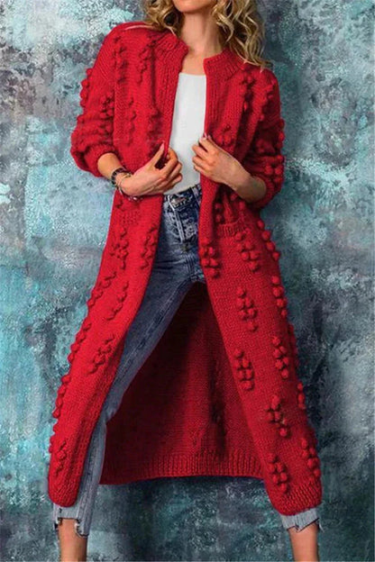 Women’s Long Knitted Bobble Cardigan
