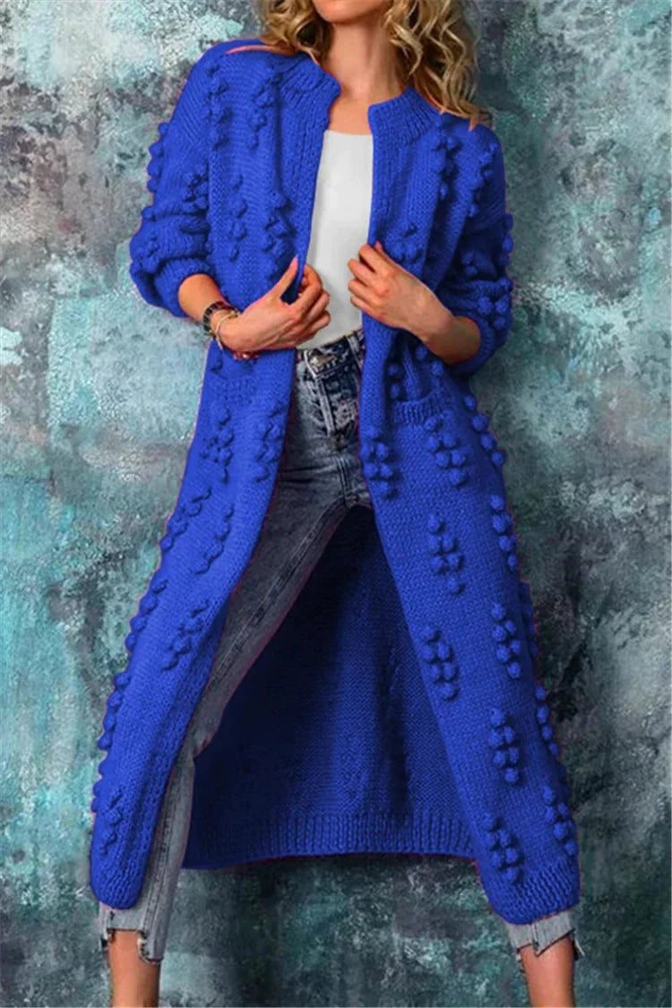 Women’s Long Knitted Bobble Cardigan