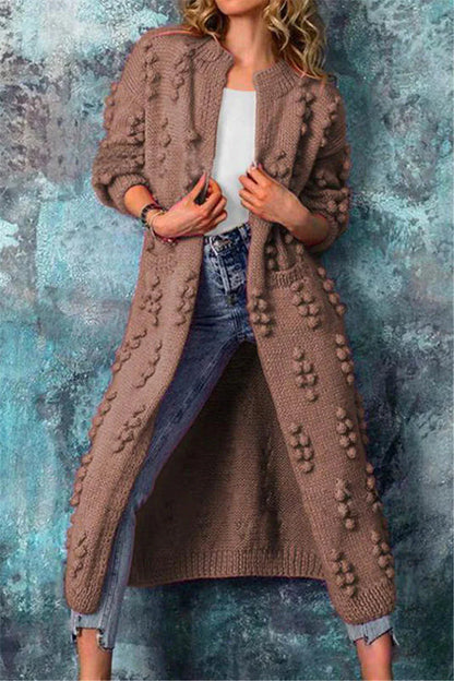 Women’s Long Knitted Bobble Cardigan